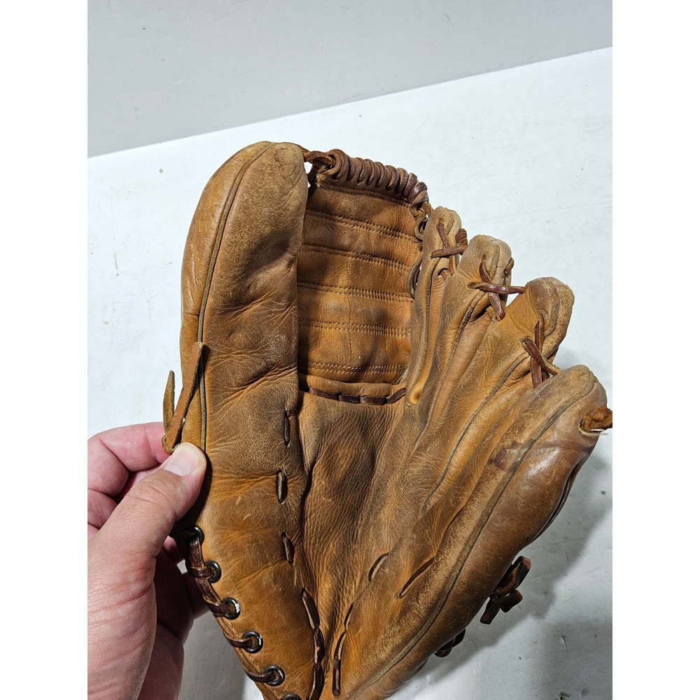 Vintage Ted Williams 1662 Baseball Glove Sears Roebuck and Co Brown Leather RHT - Picture 8 of 11